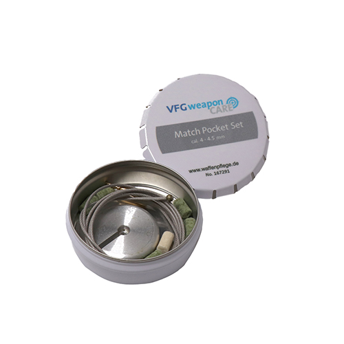 The VFG Match Pocket Set for Cal. 4-5.5mm is designed for CO2 and air guns, ensuring safe cleaning for high-precision match rifles with quick and easy handling.